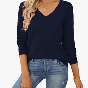 Classic Navy V-Neck Women's Sweater